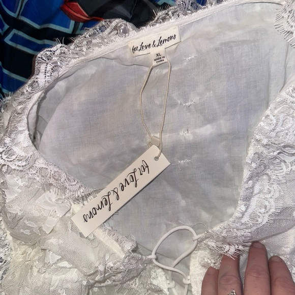 For Love And Lemons White Lace-Up Blouse - Picture 12 of 13